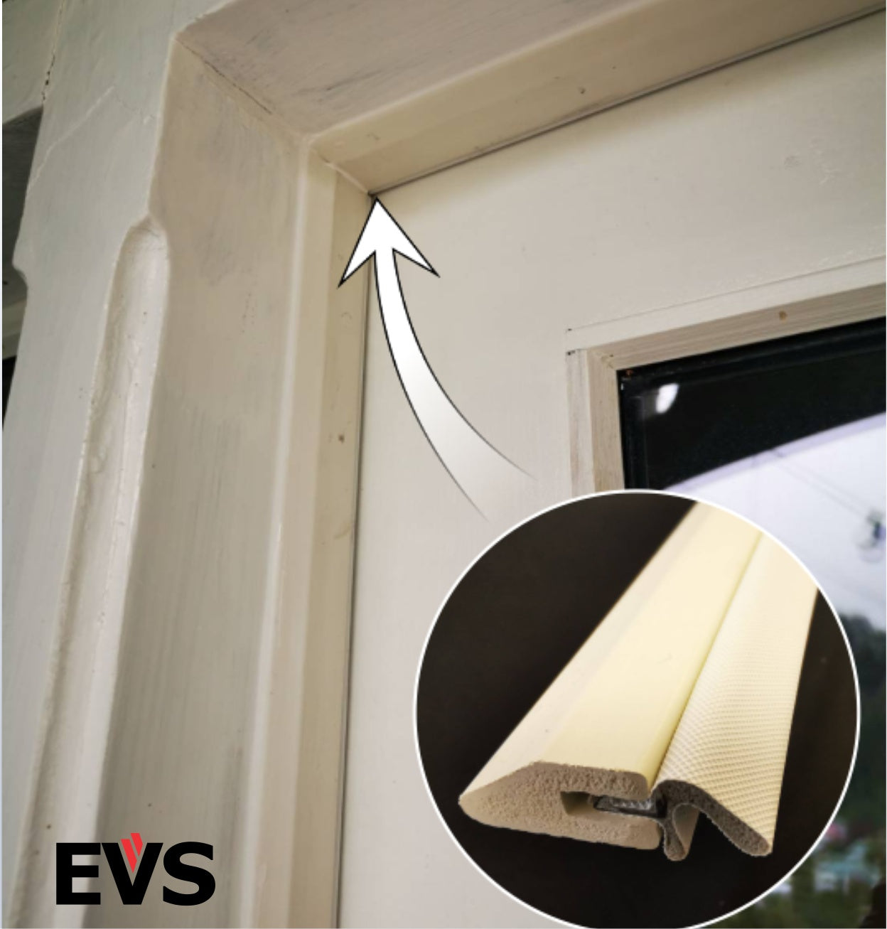 EVS draught stop for timber door surrounds.