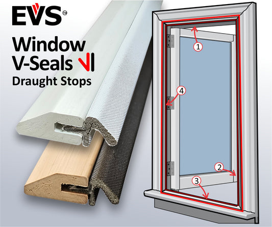 EVS slim-line draught stops for casement windows.