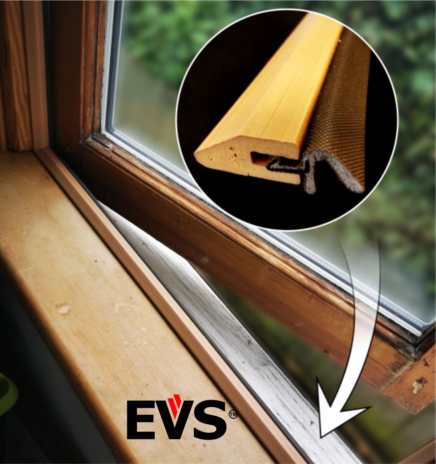 EVS slim-line draught stops for casement windows.